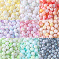 Perles acryliques rondes pastel en gros, perles en plastique DIY très vendues pour la confection de bracelets et colliers de fête