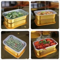 Récipient pour emballage alimentaire en aluminium Plateau en aluminium jetable recouvert d'or Boîte de préparation de repas de haute qualité pour machine à sceller