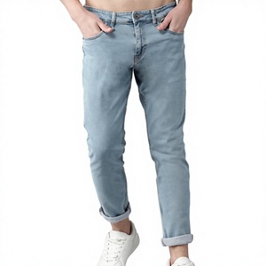 Pantalones de mezclilla para hombre 2026 al por mayor, de alta calidad, casuales, de negocios, de pierna recta, vaqueros de marca personalizada, con efecto desgastado. - Product Image 1