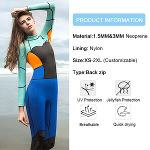 <span class=keywords><strong>Traje</strong></span> de <span class=keywords><strong>Neopreno</strong></span> de una Pieza para Mujer, 3mm, Bloques de Color, Manga Larga, Cremallera Trasera, para Buceo Libre, Surf y Buceo - Product Image 2