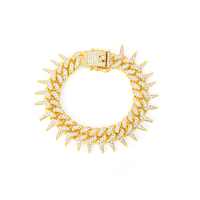Collier cubain épais RQ pour homme, bracelet chaîne cubaine hip-hop, plaqué or 18 carats, chaîne à maillons cubains sertie de diamants
