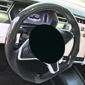 Pièces de course pour voitures, housse de volant de voiture en fibre de carbone, volant classique, volant électrique pour <span class=keywords><strong>Tesla</strong></span> <span class=keywords><strong>Model</strong></span> S - Product Image 1