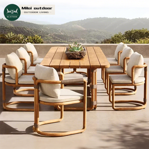 Venta Directa de Fábrica Conjunto de Mesa y Sillas de Comedor de Madera Maciza de Teca para Jardín, Patio y Terraza de Villa - Product Image 1