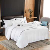 5 étoiles Hilton linge de lit 100% coton drap plat en gros personnalisé solide housse de couette ensemble ensembles de literie d'hôtel