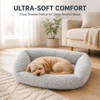 Lit pour animaux de compagnie en velours d'hiver lavable pour chats et chiens - Design moderne doux et confortable