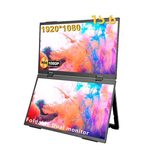 15.6 Inch FHD 1080P IPS LED Portable Foldable Triple Screen Monitor with 60-75Hz Refresh Rate and <8ms Response Time for Gaming