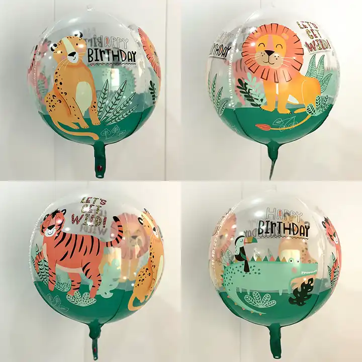 grandi 22 pollici giraffa stampare palloncini safari 360 gradi 4d sfera  rotonda lamina animale giungla palloncini giungla per la decorazione della  doccia del bambino