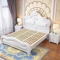 Lit double king size en bois massif de style européen classique personnalisé, ensemble de meubles pour chambre principale