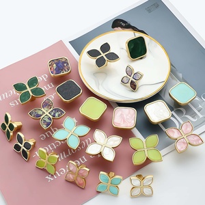 Nordic Luxury Minimalist 2-in-1 <strong>Pulls</strong>-Solid Zinc Alloy 7-Color Petal/Round Square Single Hole Durable Antirust <strong>Knobs</strong> for - Product Image 4