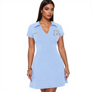 Comodo7 Robe longue tendance à col en V pour femme, 95% coton, 5% élasthanne, écologique, couleur unie, logo brodé personnalisé - Product Image 1