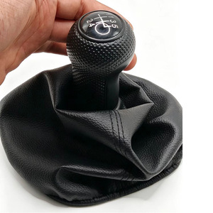 Chen Can Car Gear <b>Knob</b> Black Leather <b>Shift</b> Lever Cover For Volkswagen Manual Transmission 5 Speed - Product Image 1