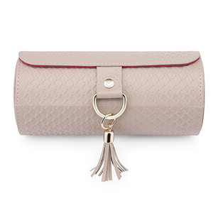 Portable PU Leather Cylinder Travel Jewelry Box Tassel Design Ring Necklace <b>Earring</b> <b>Storage</b> Organizer for Women - Product Image 1