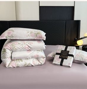 Nouveau 4 pièces Rose motif imprimé <span class=keywords><strong>Polyester</strong></span> lavé imité Lyocell feuille <span class=keywords><strong>housse</strong></span> <span class=keywords><strong>de</strong></span> <span class=keywords><strong>couette</strong></span> et taie d'oreiller literie pour la maison - Product Image 5
