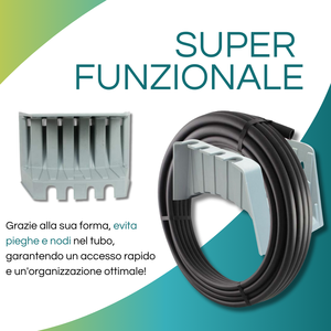 Supporto per tubo da giardino in plastica con ganci e kit di montaggio per uso esterno - Product Image 3