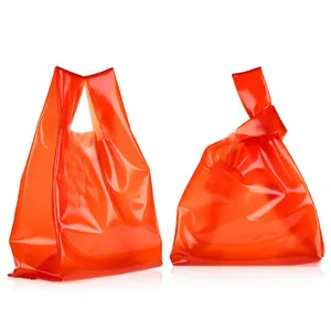赤いポリビニールPVC特大防水プラスチックショッパーバッグハンドバッグ