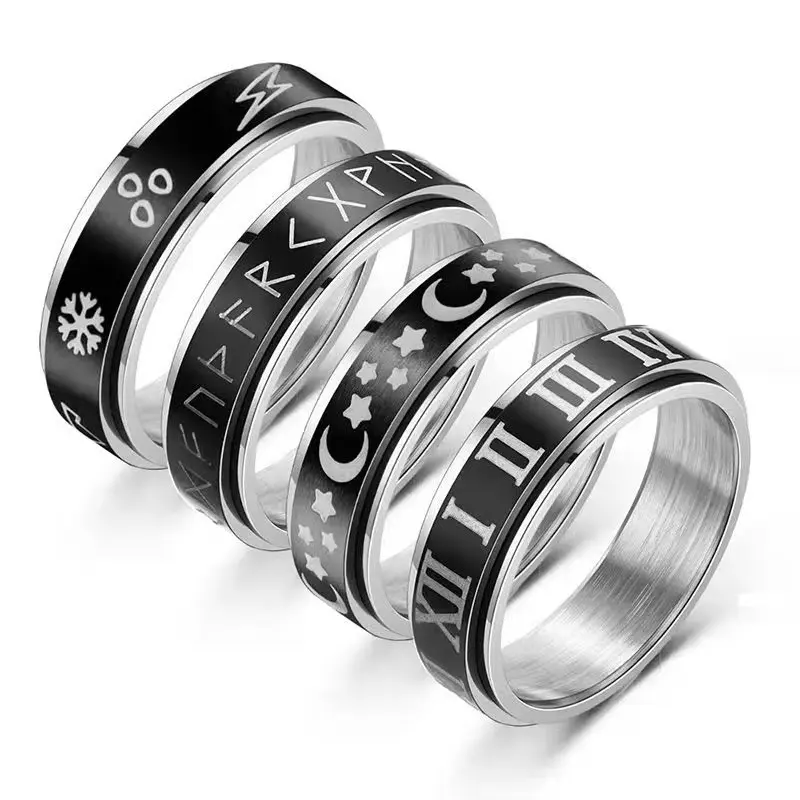 اكسسوارات شخصية عصرية خاتم خاتم من الفولاذ المقاوم للصدأ مجوهرات للنساء والرجال خاتم