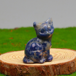 Đá quý tự nhiên chạm khắc hình mèo bằng thạch anh hồng, thạch anh tím, kích thước 1,5 inch và 2 inch - Product Image 6