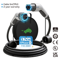 Nouveau modèle KHONS KHONS-IEC-T2FM-1P16A Câble de charge portable pour véhicule électrique monophasé 16A IEC 62196 Type 2 Extension 5m TPU 3.7kW