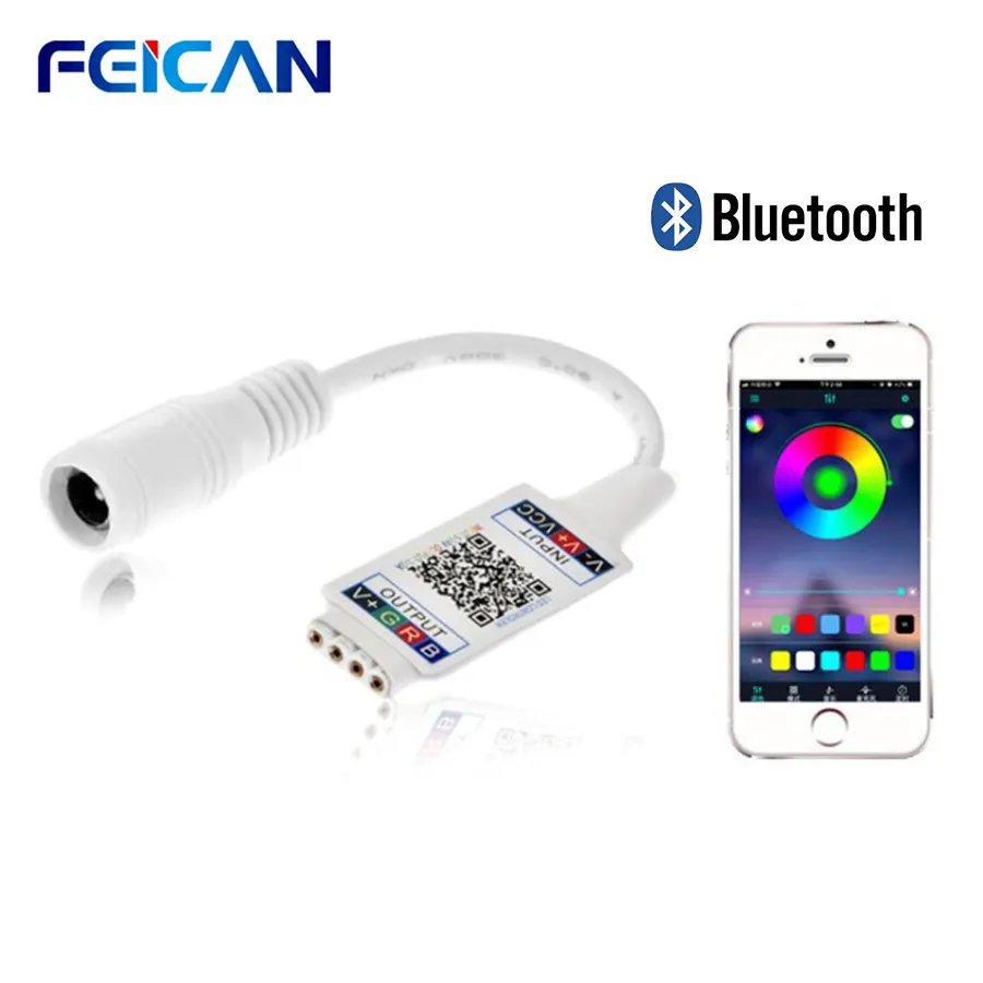 Feican, salida de fábrica, teléfono inteligente, Bluetooth, tira de luz Led RGB, controlador de aplicación, Control remoto, controlador LED, DC5-24V