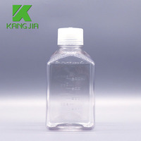 Flacon carré gradué de 500 ml en PET/PETG pour sérum ou milieu de culture, utilisé en laboratoire