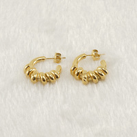 Boucles d'oreilles rondes en acier inoxydable pour femme, or 18K, mode titane ins boucles d'oreilles vent