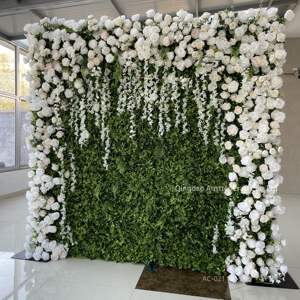 Fournitures de flore murale de fleurs de fond de 8x8 pieds faites à la main pour la douche de bébé mariage événements de noël Blush rose soie Rose dos gouttes - Product Image 5