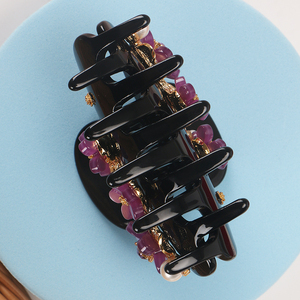 <span class=keywords><strong>Yiwu</strong></span> Buena accesorios para el cabello de gama alta acetato negro pinza para el cabello colocación púrpura pequeña flor - Product Image 6