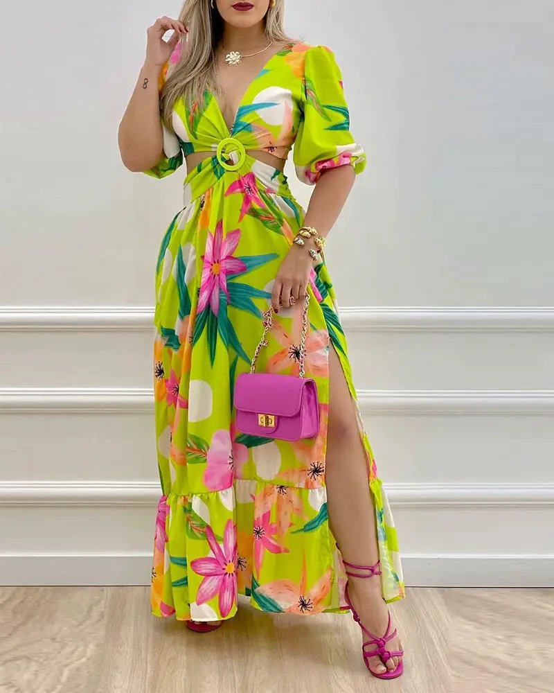 Two Piece Sell China Summer 2023 Dress Women High Quality Floral Long Dresses