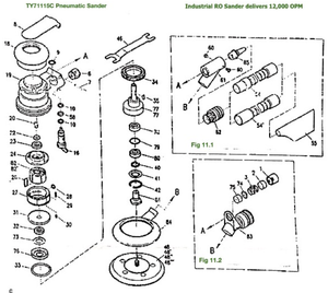 TY71115C Dual Action Professional Palm Sander Self Vacuum Hookit 5 In. Pad 12,000 OPM 7 Holes <strong>Hook</strong> <strong>and</strong> <strong>Loop</strong> - Product Image 6