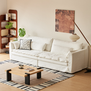 Sofá de Tela de Lino Moderno ATUNUS, Muebles para Sala de Estar, Sofá Tapizado Lavable Color Beige, Sofá Modular de 3 Plazas - Product Image 1