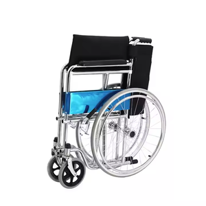 Silla de ruedas de cuero chapada estándar manual inválida para parálisis cerebral ligera plegable para discapacitados - Product Image 6