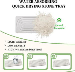 2 piezas de posavasos de diatomita absorbentes de agua, alfombrillas de piedra de secado rápido, bandejas de piedra <span class=keywords><strong>para</strong></span> secado, bandeja <span class=keywords><strong>para</strong></span> jabón, utilizadas <span class=keywords><strong>para</strong></span> jabones de manos - Product Image 3