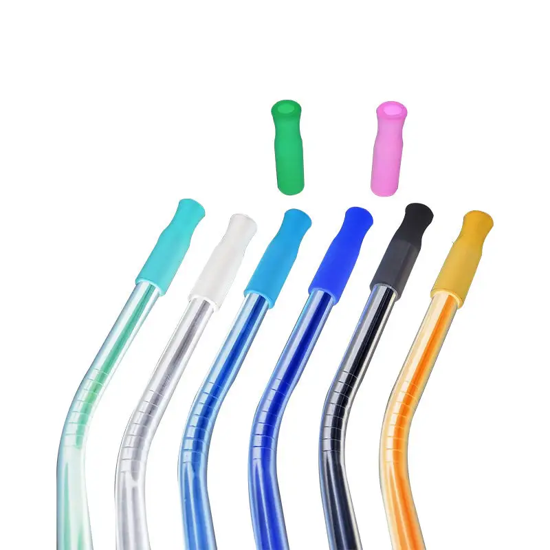 Food Grade Reusable 6mm 8mm Silicone Metal Straw Tips Covers Nozzle Stainless Steel Straw Silicone Tip