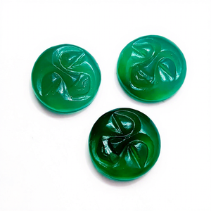 Onyx Vert Naturel Sculpté en Forme de Lune Pleine 20mm, Pierre Gemme Lisse, Prix de Gros, Pierre de Guérison en Vrac pour la Fabrication de Bijoux - Product Image 1