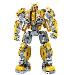 Robot tokoh aksi Bumblebeed plastik, Model Kit ubah mainan bata mesin transformasi teknik blok bangunan deformasi mobil