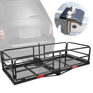 Heavy duty 500lbs folding car rear 2inch receiver luggage hitch mounted cargo carrier basket rack tray cart