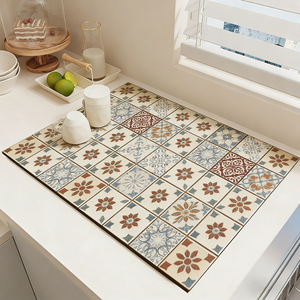 Diatomaceous earth kitchen countertop drain mat, absorbent mat, wash-free, heat-insulating, anti-scalding <b>placemat</b>, dish drying - Product Image 1