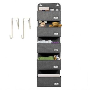 Organisateur de porte suspendu pliable avec 5 grandes poches, organisateur mural en tissu pour salle de bain, garde-manger, chambre d'enfant - Product Image 1