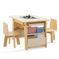 Ensemble table et chaises en bois pour enfants, table d'activités pour tout-petits avec plateau double face, bureau d'art et d'artisanat pour dessiner, jouer, lire