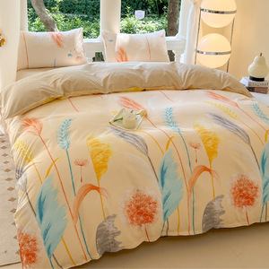Yuyang Home Textile Supplier Checker Quilt Set Natur gewaschene Mikro faser Baumwolle Bett bezug Set für Full Season Bettwäsche Set - Product Image 4