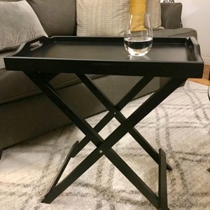 Table d'appoint en bois avec <span class=keywords><strong>plateau</strong></span> amovible, design pliable, facile à ranger, structure à <span class=keywords><strong>pieds</strong></span> croisés, forte capacité de charge - Product Image 6