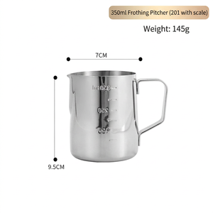 Jarra de acero inoxidable DF826 para arte latte, 600ml, 8cm x 11cm, para preparar café, jarra para leche, venta al por mayor, MOQ - Product Image 3