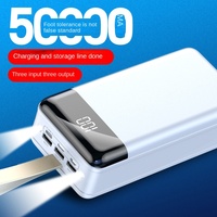 Banco de energía portátil de gran capacidad de 50000mAh, Cable integrado, Mini bancos de energía, estación de carga rápida, estación de energía de emergencia para exteriores