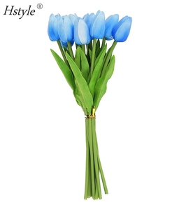 10 Heads <strong>Blue</strong> Artificial <strong>Tulips</strong> <strong>Flowers</strong> Real Touch Arrangement Bouquet for Home Room Office Party Wedding Decoration FZH319 - Product Image 4