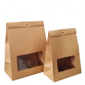 Bolsa de Papel Kraft Reciclada Económica con Logotipo Personalizado Impreso para Llevar Pan, Postres y Comida - Product Image 3