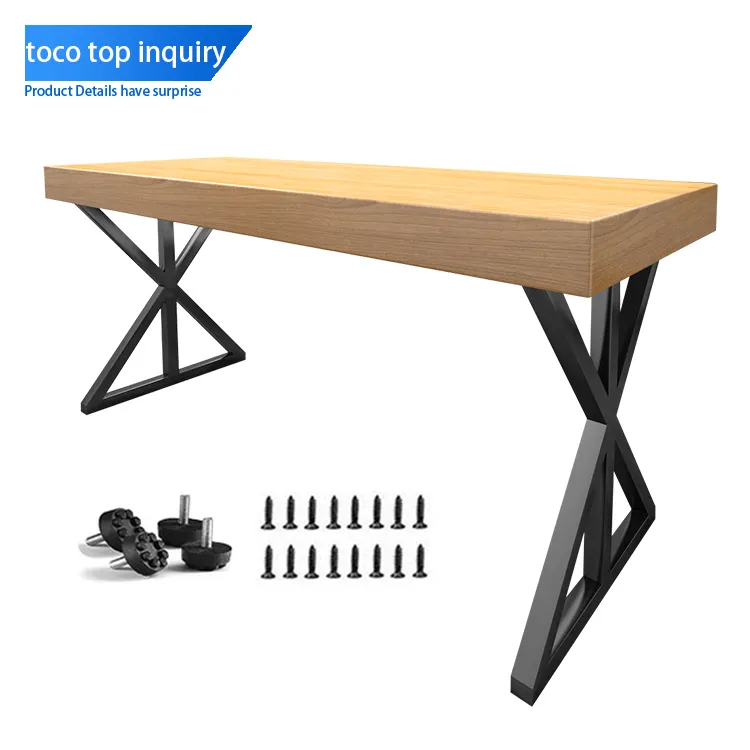 X फर्नीचर पैर काले स्टील कच्चा लोहा टेबल पैर कॉफी टेबल बेंच के लिए खाने की मेज आधार लोहे धातु पैर