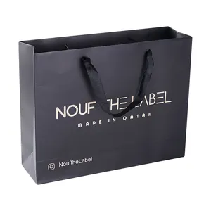 Saco de presente pequeno luxuoso personalizado, saco de papel de papelão para presente de agradecimento, com logotipo, para compras