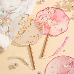 Traditional Chinese style semi-transparent round fan for children, Hanfu fan, girls' cheongsam dance fan, summer Chinese style - Product Image 1