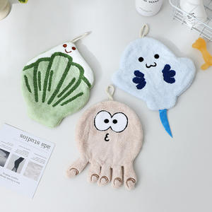 Toalla de Mano con Diseño de Animales Marinos, Buena Absorción de Agua, para Uso Doméstico Infantil, Resistente a la Decoloración, Diseño Colgable, Material de Felpa de Coral - Product Image 1