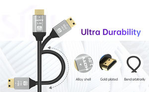 Câble SIPU4K HDTV <span class=keywords><strong>vers</strong></span> Mini <span class=keywords><strong>HDMI</strong></span> 1,5 m 4K UHD Connecteur plaqué or HDR Ethernet <span class=keywords><strong>ARC</strong></span> pour caméra TV projecteur - Product Image 2